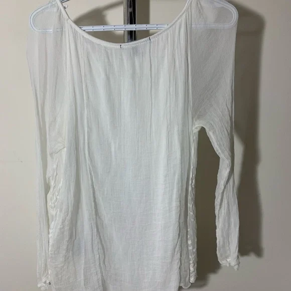 Saks Fifth Avenue Sheer White Silk Blouse - Picture 2 of 3